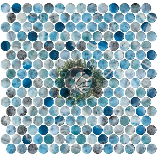 Mosaïque Ronde Kara Bleu