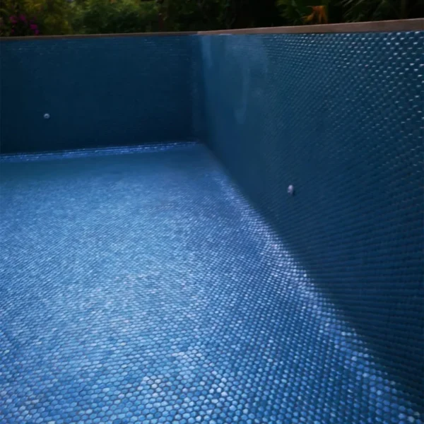 Harmonie et style avec cette mosaïque piscine nacrée